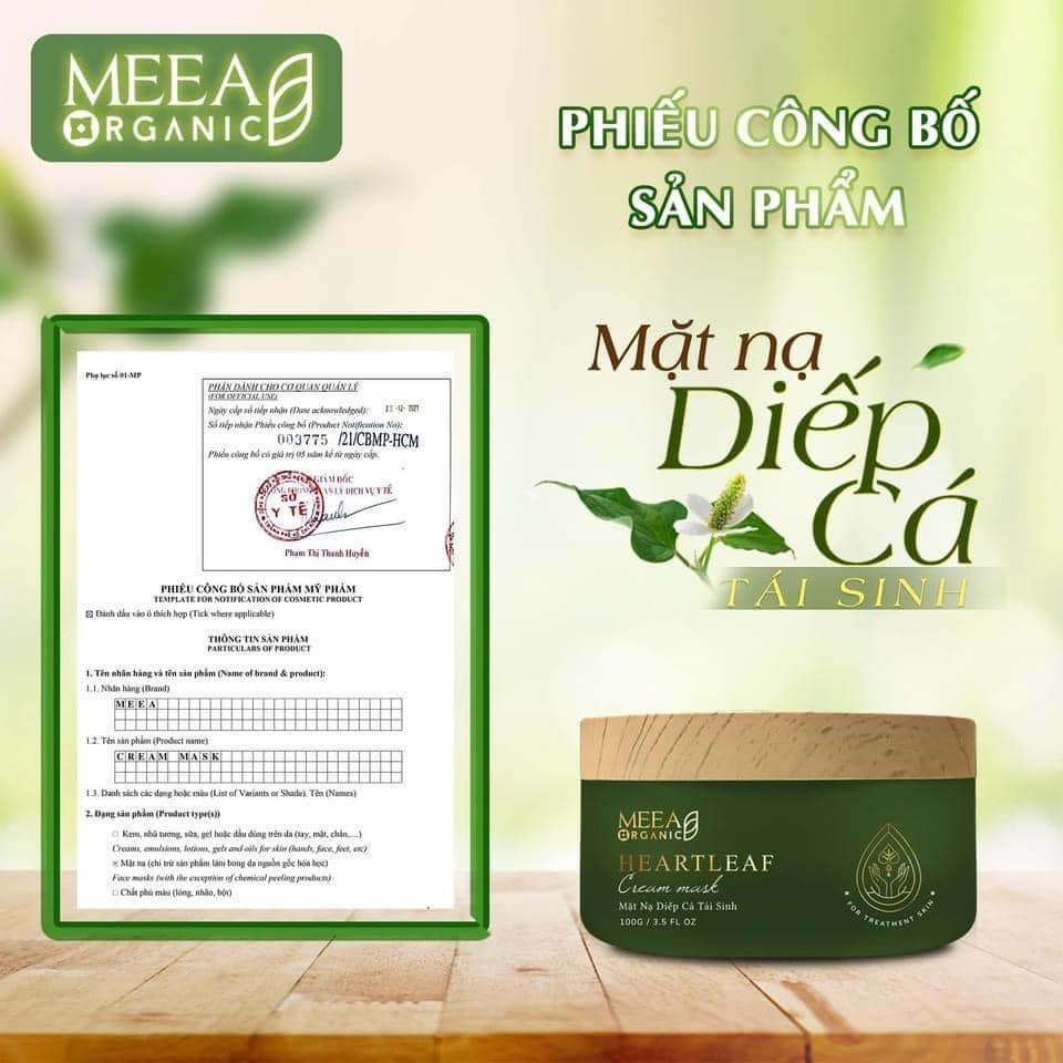 [Tặng Cọ] Mặt Nạ Diếp Cá Tái Sinh Meea Organic - Mask Rau Nhiếp Cá chính hãng