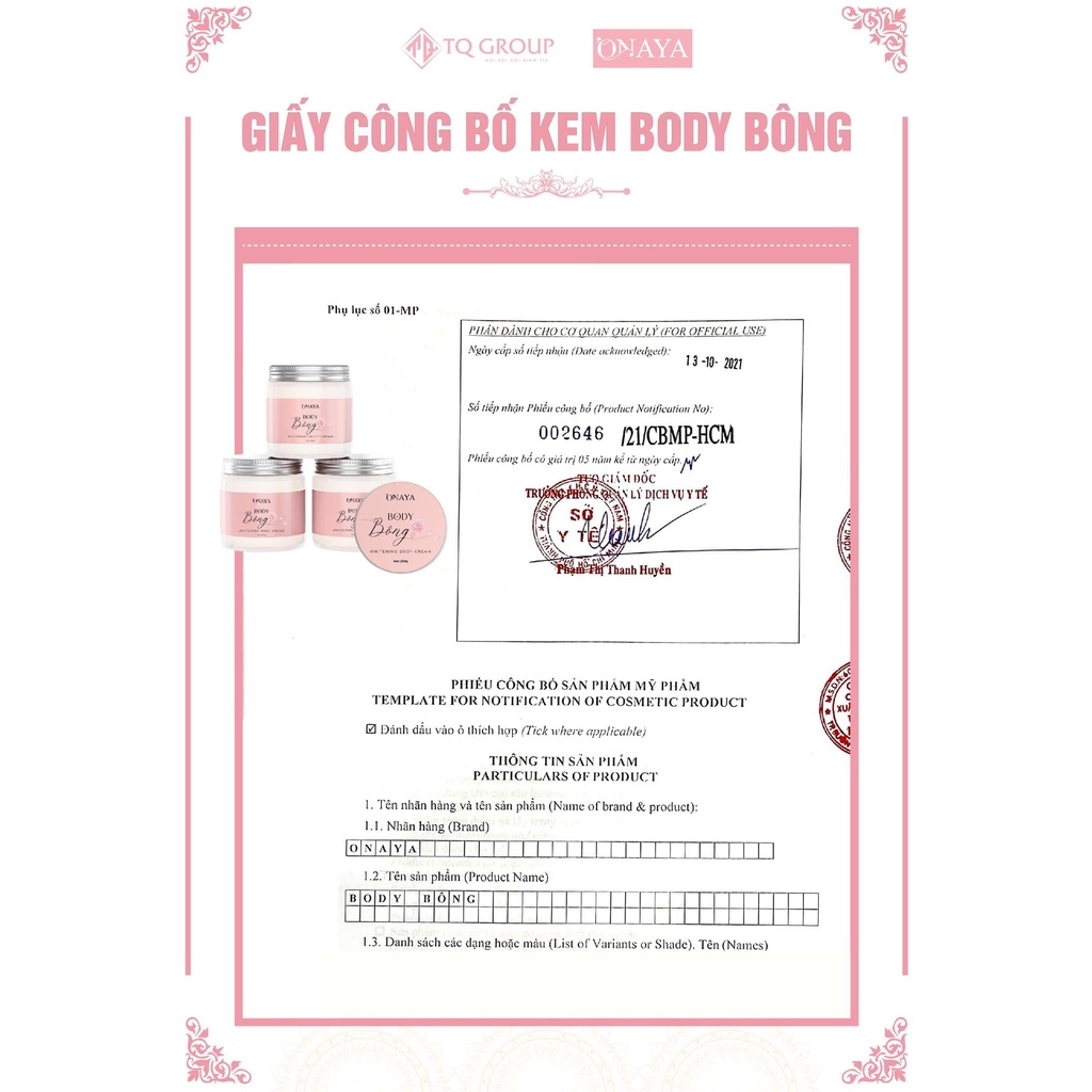 [Tặng kèm son] Kem Body Bông Onaya 150g chính hãng - Kem body lotion dưỡng trắng da toàn thân