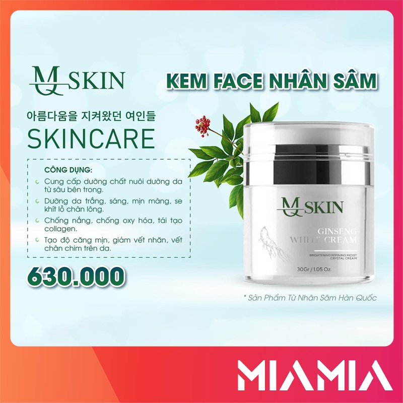 Kem Face Nhân Sâm MQ Skin chính hãng - Ginseng White Cream MQskin - 8936117150036