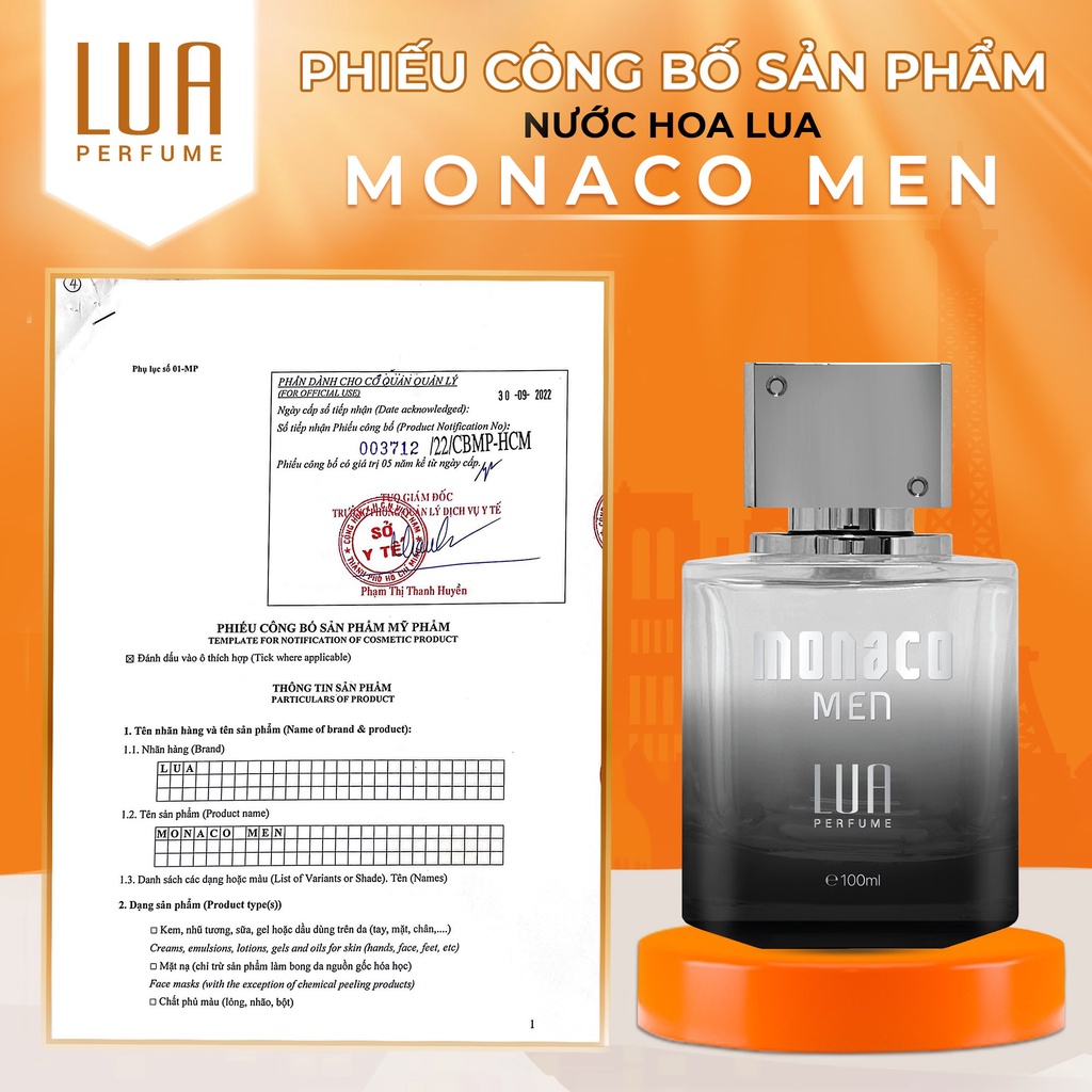 Nước Hoa Nam Monaco Men Lua Perfume 100ml - Nước Hoa Chính Hãng - Mùi Hương Sang Trọng Lịch Lãm
