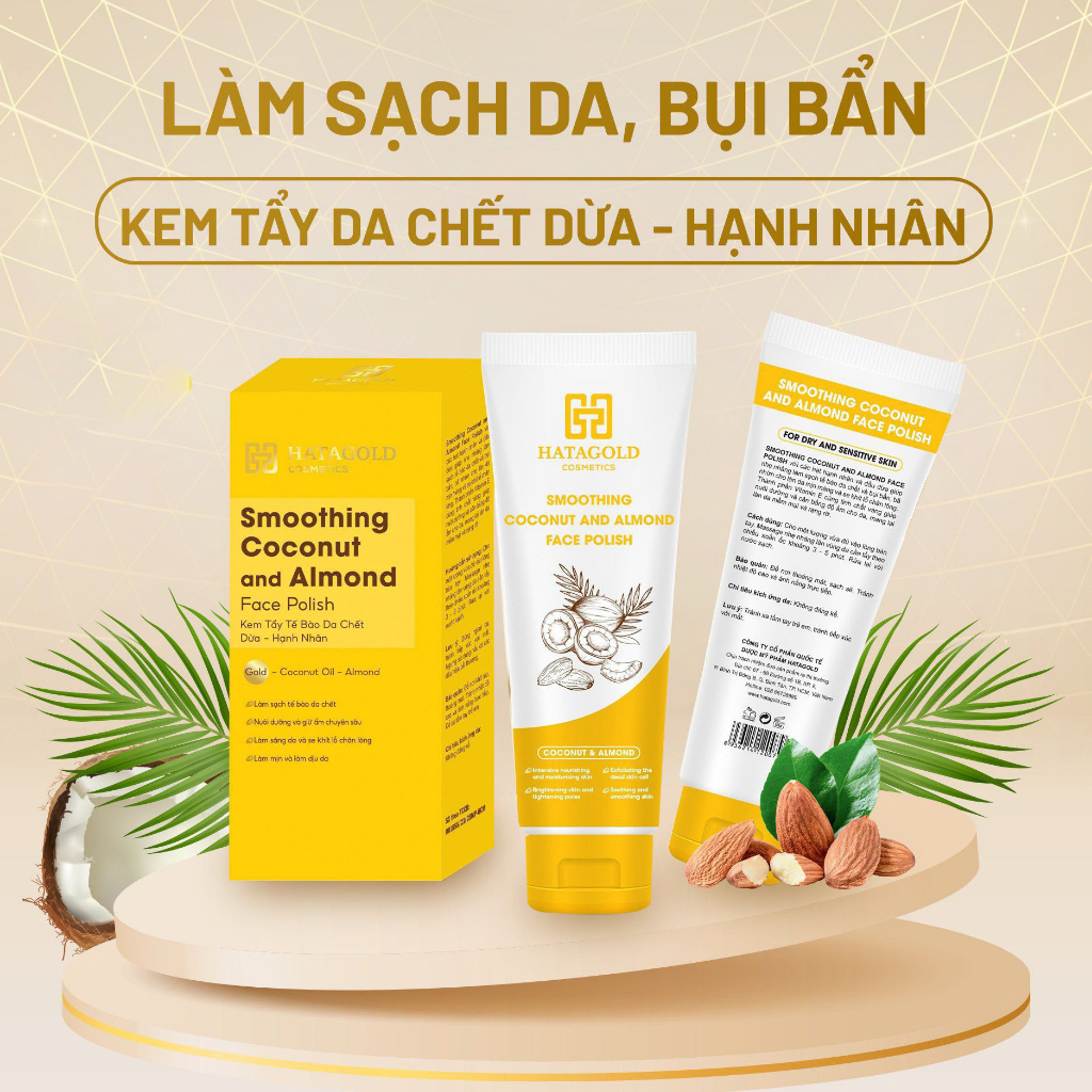Kem Tẩy Da Chết Dừa Hạnh Nhân Hatagold Cosmetics Giá Sỉ Chính Hãng Smoothing Coconut and Almond